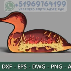 Diseño 3D de Pato Cazador – Arte en Capas para Corte Láser 🦆🔥