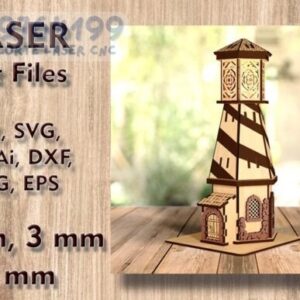 Faro Decorativo 3D para Corte Láser – Portavelas con Encanto Náutico