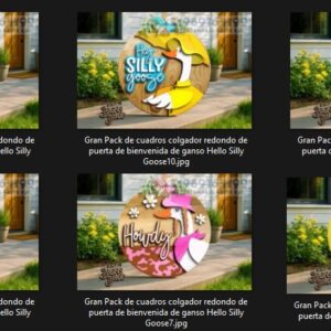 Pack de Cuadros Redondos “Hello Silly Goose” – Decoración Divertida para Puertas (Formato Digital)