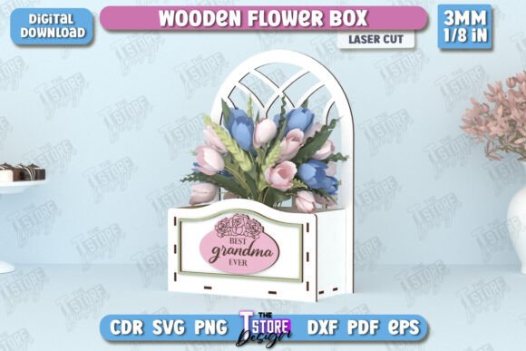 Caja de flores de madera con mensajes para mamá – Pack con 10 diseños para corte láser - Imagen 4