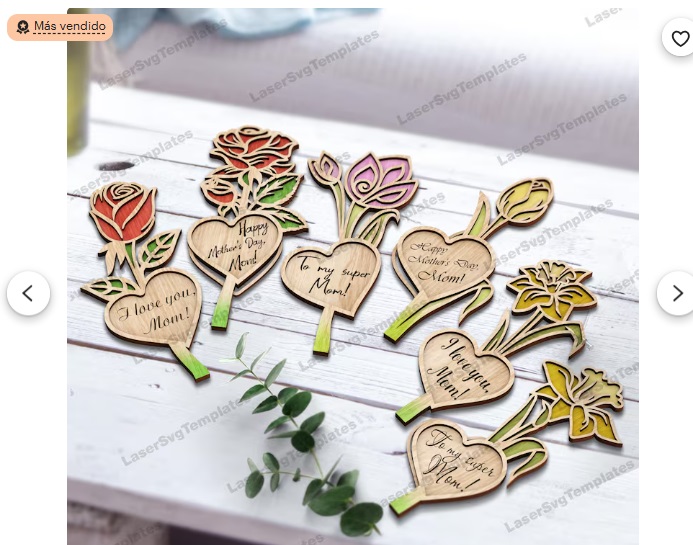 Pack de Flores Decorativas para Mamá – 6 Diseños Personalizados para Corte Láser - Imagen 3