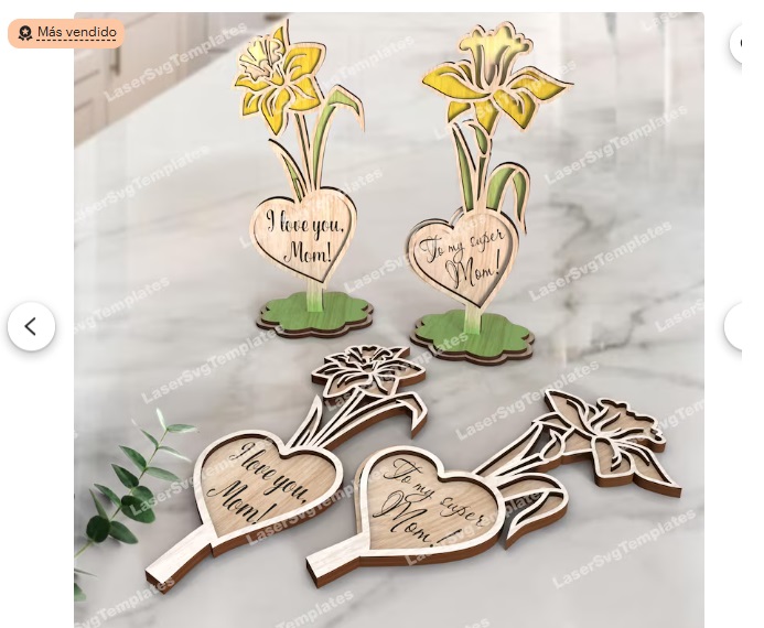 Pack de Flores Decorativas para Mamá – 6 Diseños Personalizados para Corte Láser - Imagen 2