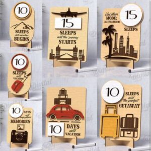 Paquete de Cuenta Regresiva para Vacaciones – 10 Diseños en 3D para Corte Láser