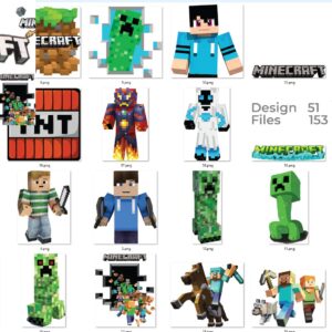 Set de Stickers de Minecraft para imprimir y cortar en plotter o láser