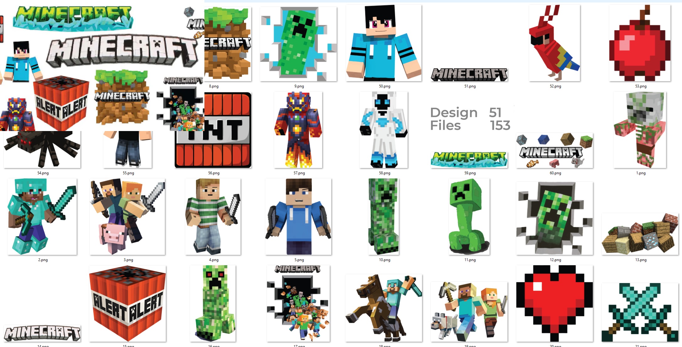 Set de Stickers de Minecraft para imprimir y cortar en plotter o láser