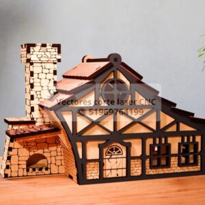 Casa Medieval de Madera - Vector para Corte Láser