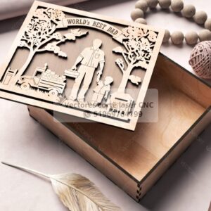 Caja personalizada "World's Best Dad" para corte láser – Archivo digital descargable