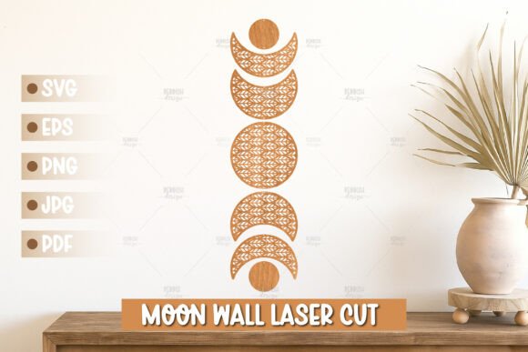 Arte Mural de Fases Lunares en SVG para Corte Láser - Imagen 3