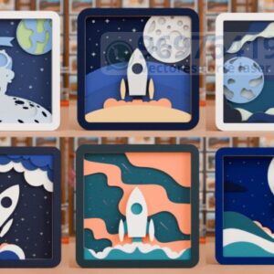 Cuadros Espaciales en Capas para Corte Láser – Pack de Diseños en SVG, DXF, PDF, PNG y EPS