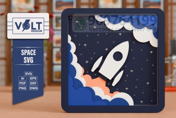 Cuadros Espaciales en Capas para Corte Láser – Pack de Diseños en SVG, DXF, PDF, PNG y EPS - Imagen 6