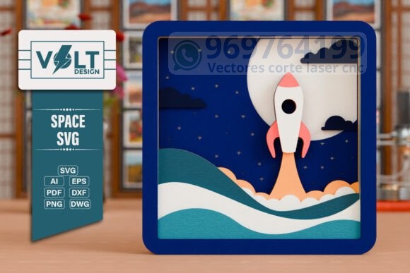 Cuadros Espaciales en Capas para Corte Láser – Pack de Diseños en SVG, DXF, PDF, PNG y EPS - Imagen 2