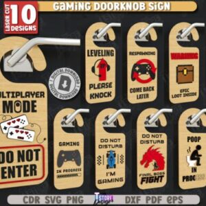 Perchas Gamer para Puerta – Pack de 10 Diseños para Corte Láser