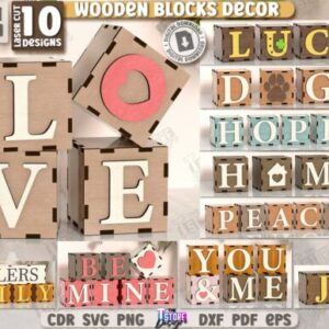 Paquete de Bloques de Madera Decorativos – Archivos Digitales para Corte Láser