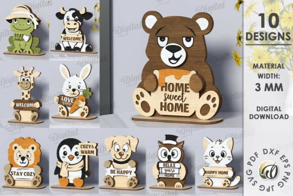 Paquete de Decoraciones para Stands de Animales con Corte Láser