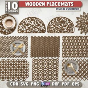 Paquete de Manteles Individuales de Madera – Archivos Digitales para Corte Láser