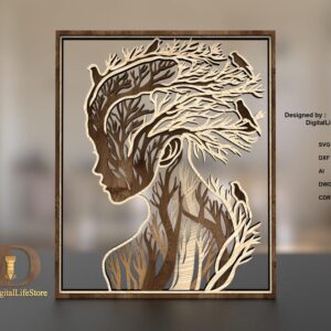 Plantilla en Capas Mujer Raíz – Archivo Digital para Corte Láser