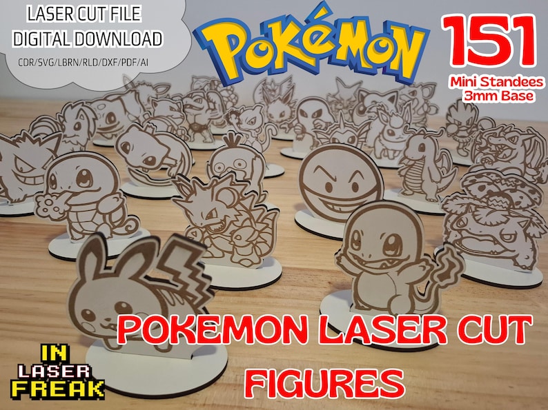 Pack de 151 Figuras Pokémon para Corte Láser