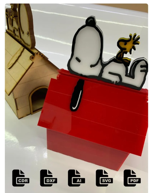 Vector casa de Snoopy caja para Corte Láser - Imagen 3