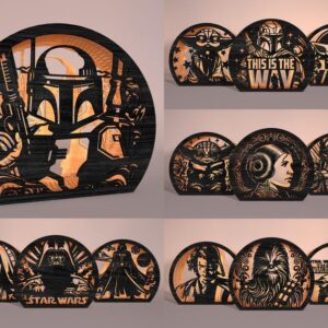 Plantilla de Caja de Sombras Galaxy Warrior para Corte Láser