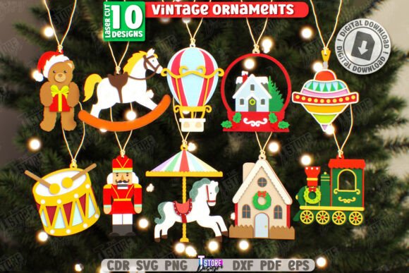 Lote de Adornos Navideños Vintage – Pack de 10 Diseños para Corte Láser