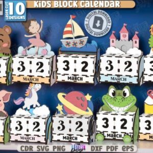 Paquete de Calendarios de Bloques para Niños – Archivos Digitales para Corte Láser