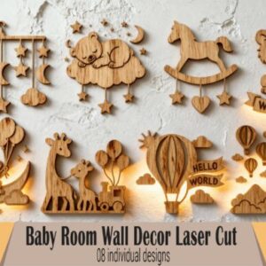 Paquete de Decoración de Pared para Bebés – Diseños para Corte Láser
