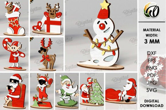 Paquete de Figuras Navideñas Divertidas – 10 Diseños para Corte Láser