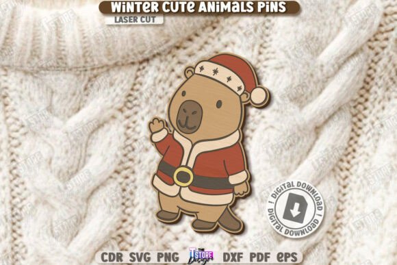 Paquete de Pines de Animales Invernales Tiernos – Diseños Navideños para Corte Láser - Imagen 6