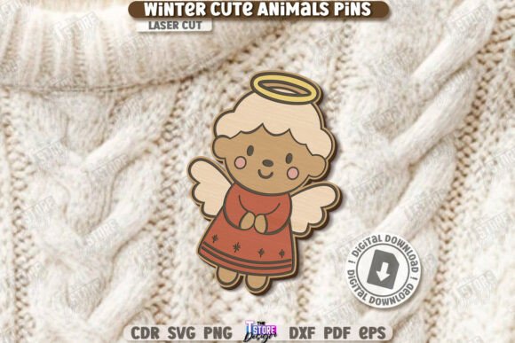 Paquete de Pines de Animales Invernales Tiernos – Diseños Navideños para Corte Láser - Imagen 2