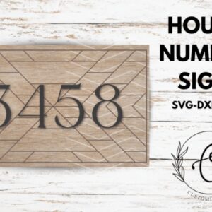 Placa moderna para número de casa en madera — Vector para corte láser