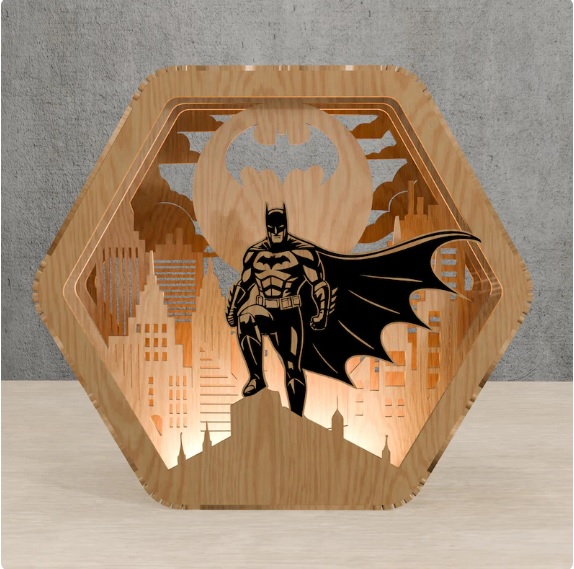 Caja de Luz 3D Superhéroe city batman – Ciudad Iluminada para Corte Láser - Imagen 3