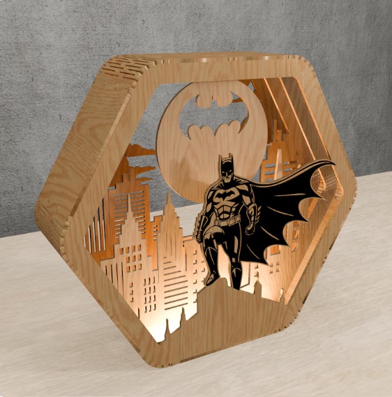 Caja de Luz 3D Superhéroe city batman – Ciudad Iluminada para Corte Láser - Imagen 2