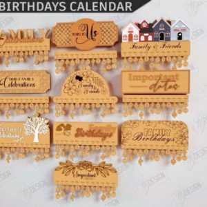 Calendarios de Cumpleaños Familiares – Set de 10 Diseños para Corte Láser