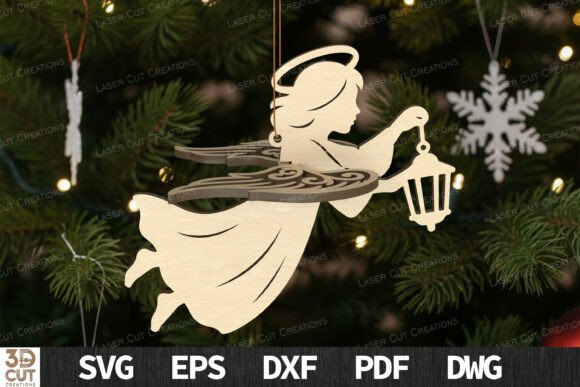 Conjunto de adornos navideños de ángeles volando – Archivos para Corte Láser - Imagen 5