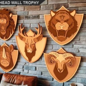 Trofeos de Pared con Cabezas de Animales – Set Decorativo para Corte Láser