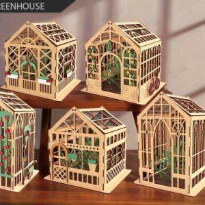 Mini Invernaderos para Corte Láser – Set de 5 Diseños Decorativos