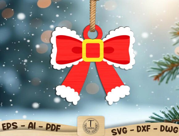 Lazos y Moños Navideños para Corte Láser – Pack de Diseños en SVG, DXF, AI, PDF y DWG - Imagen 3