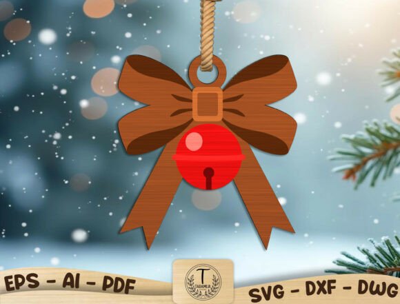 Lazos y Moños Navideños para Corte Láser – Pack de Diseños en SVG, DXF, AI, PDF y DWG - Imagen 4