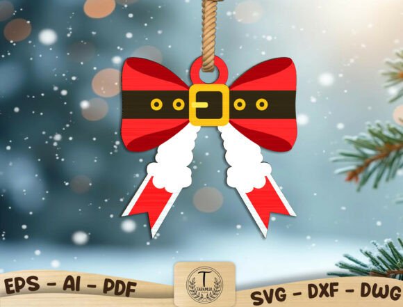 Lazos y Moños Navideños para Corte Láser – Pack de Diseños en SVG, DXF, AI, PDF y DWG - Imagen 2