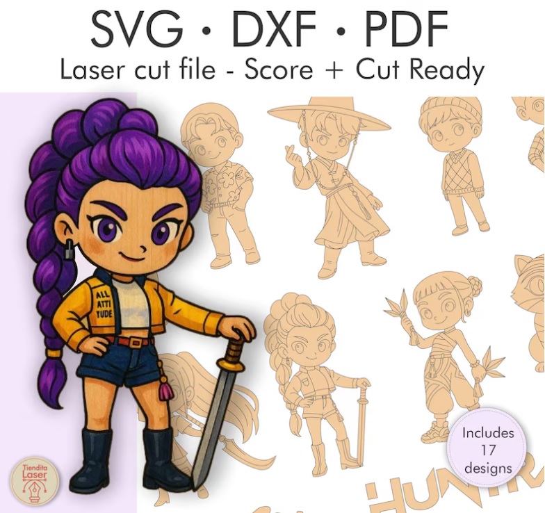 Paquete de vectores de cazadores de demonios del kpop saja boys y huntrix