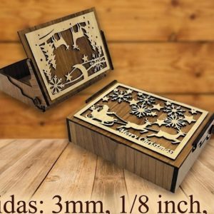 Caja de regalo navideña en madera para corte láser
