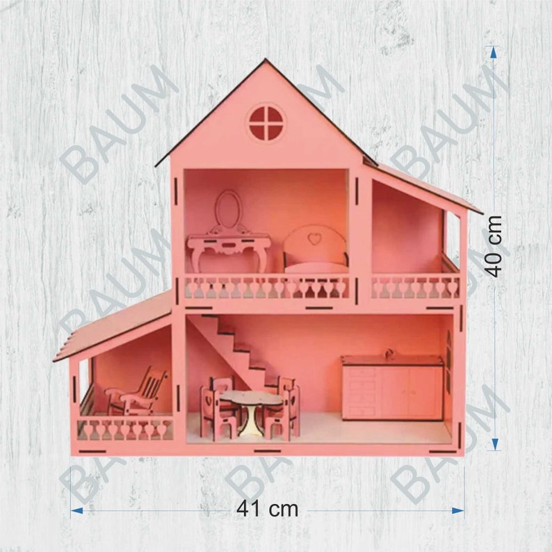 Casa de Juegos Infantil 3D con Mobiliario para Corte Láser - Imagen 2