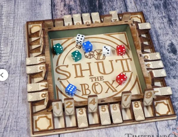 Juego De Mesa Shut The Box De Madera Con 2 Dados – Cierra La Caja Para 1-4 Jugadores, Ideal Para Aprender Matemáticas Y Estrategia