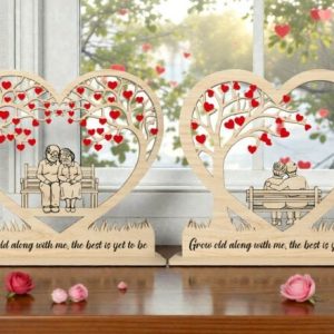 Corazon con arbol y frase de amor Vector Romántico para Corte Láser