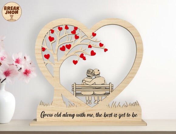 Corazon con arbol y frase de amor Vector Romántico para Corte Láser - Imagen 3