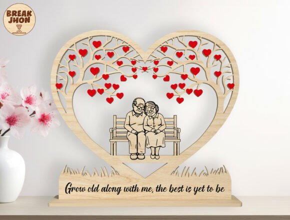 Corazon con arbol y frase de amor Vector Romántico para Corte Láser - Imagen 2