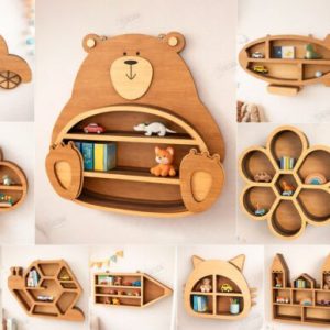 Estantes de Pared Infantiles y Modernos – Pack Vectorial 3D para Corte Láser