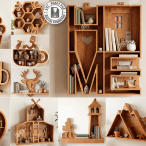 Estantes Decorativos de Pared Modernos – Pack de Vectores para Corte Láser