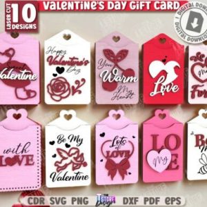 Etiquetas de Regalo para San Valentín – Pack Romántico Multicapa (Vector Láser)