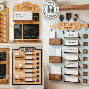 Tablero Planificador de Menú Semanal para Cocina – Vector para Corte Láser